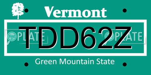 TDD62Z Vermont License Plate