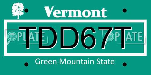 TDD67T Vermont License Plate