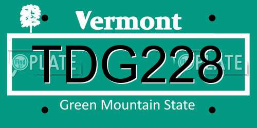 TDG228 Vermont License Plate