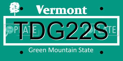 TDG22S Vermont License Plate