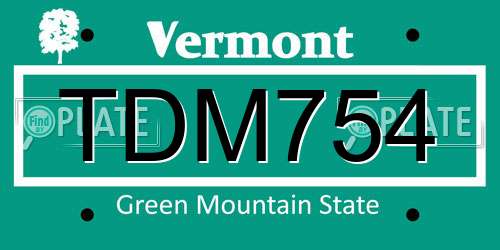 TDM754 Vermont License Plate