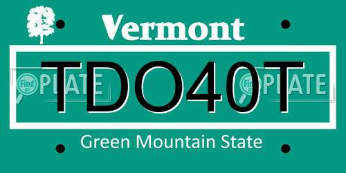 TDO40T Vermont License Plate