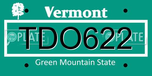 TDO622 Vermont License Plate