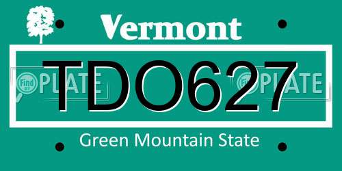 TDO627 Vermont License Plate