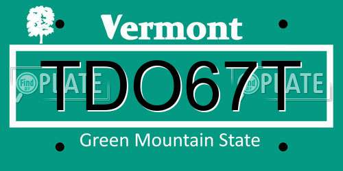 TDO67T Vermont License Plate