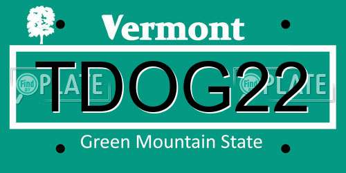 TDOG22 Vermont License Plate
