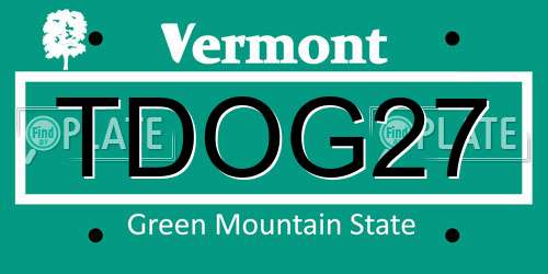 TDOG27 Vermont License Plate