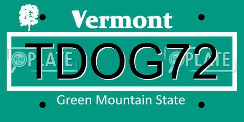 TDOG72 Vermont License Plate