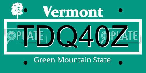 TDQ40Z Vermont License Plate