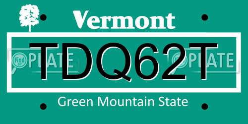 TDQ62T Vermont License Plate