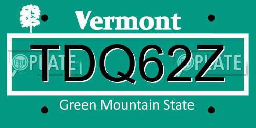 TDQ62Z Vermont License Plate