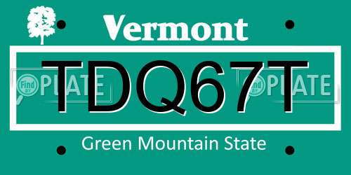 TDQ67T Vermont License Plate
