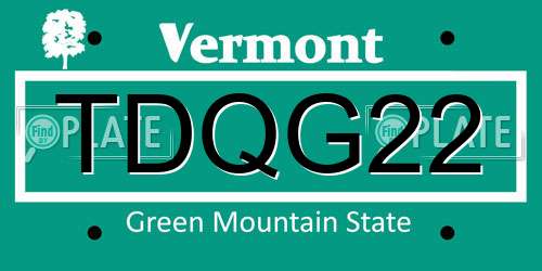 TDQG22 Vermont License Plate