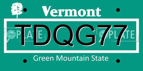 TDQG77 Vermont License Plate
