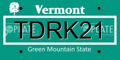 TDRK21 Vermont License Plate