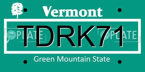 TDRK71 Vermont License Plate