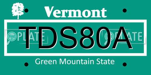 TDS80A Vermont License Plate