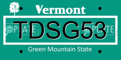 TDSG53 Vermont License Plate