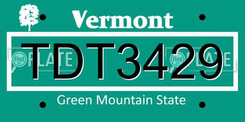 TDT3429 Vermont License Plate