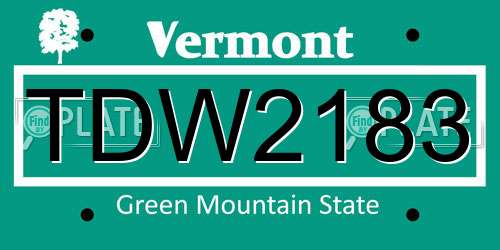 TDW2183 Vermont License Plate