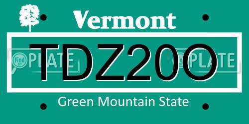 TDZ20O Vermont License Plate