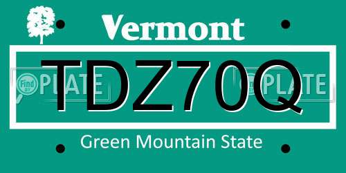 TDZ70Q Vermont License Plate