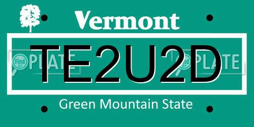 TE2U2D Vermont License Plate