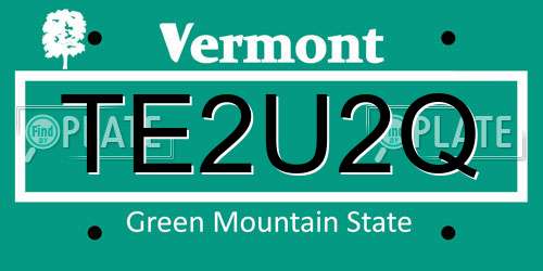 TE2U2Q Vermont License Plate