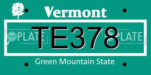 TE378 Vermont License Plate