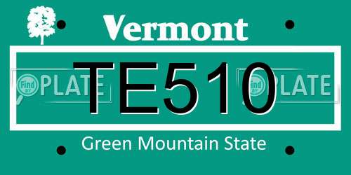 TE510 Vermont License Plate