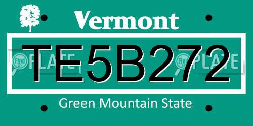 TE5B272 Vermont License Plate