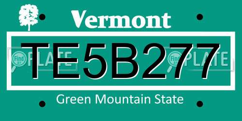 TE5B277 Vermont License Plate