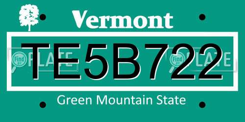 TE5B722 Vermont License Plate