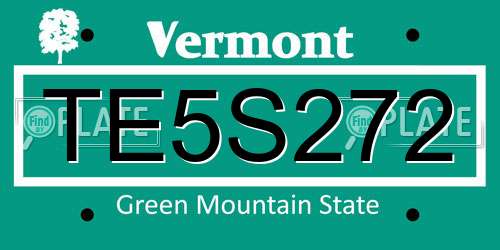 TE5S272 Vermont License Plate