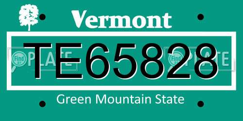 TE65828 Vermont License Plate