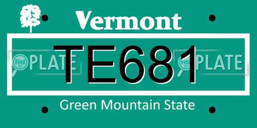 TE681 Vermont License Plate