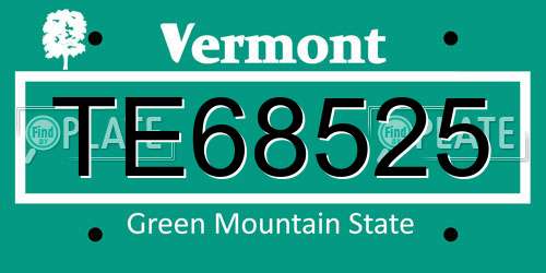 TE68525 Vermont License Plate