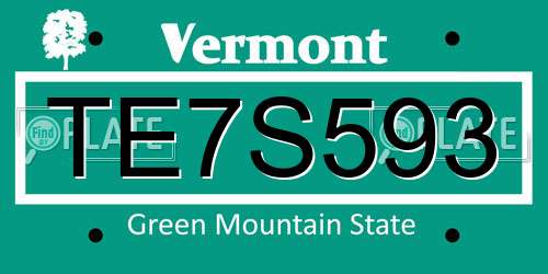 TE7S593 Vermont License Plate
