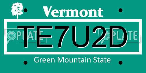 TE7U2D Vermont License Plate