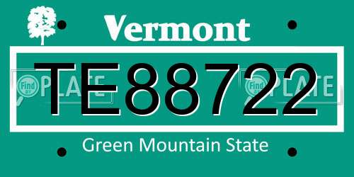 TE88722 Vermont License Plate