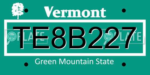 TE8B227 Vermont License Plate