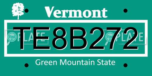 TE8B272 Vermont License Plate