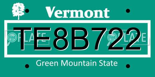 TE8B722 Vermont License Plate
