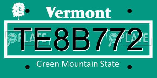 TE8B772 Vermont License Plate