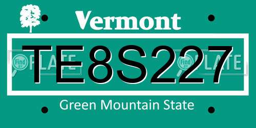 TE8S227 Vermont License Plate