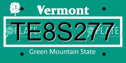 TE8S277 Vermont License Plate