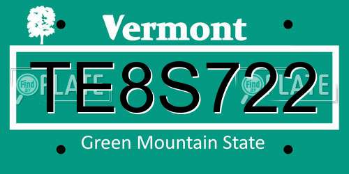 TE8S722 Vermont License Plate