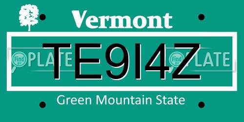 TE9I4Z Vermont License Plate