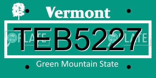 TEB5227 Vermont License Plate