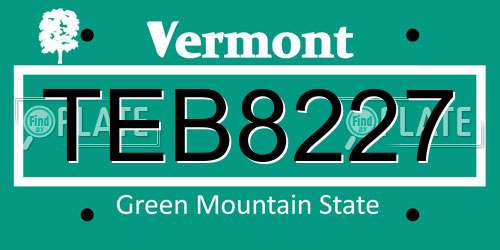TEB8227 Vermont License Plate